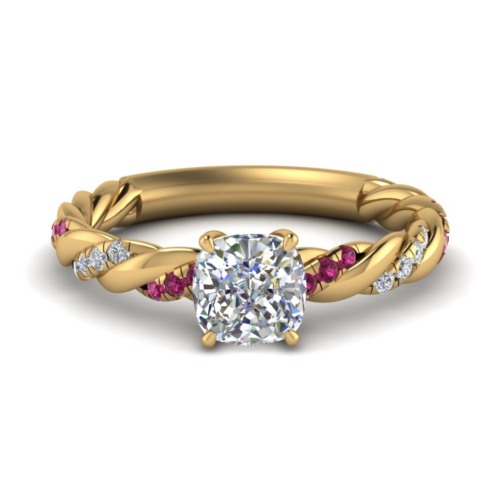 Cushion Cut Twisted Vine Engagement Ring