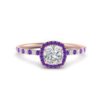 Load image into Gallery viewer, cushion-cut-purple-topaz-halo-petite-engagement-ring-in-rose-gold-FD8523CURGVITOANGLE3-NL-RG
