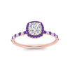 Load image into Gallery viewer, cushion-cut-purple-topaz-halo-petite-engagement-ring-in-rose-gold-FD8523CURGVITOANGLE3-NL-RG