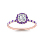 Load image into Gallery viewer, cushion-cut-purple-topaz-halo-petite-engagement-ring-in-rose-gold-FD8523CURGVITOANGLE3-NL-RG
