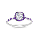 Load image into Gallery viewer, cushion-cut-purple-topaz-halo-petite-engagement-ring-in-white-gold-FD8523CURGVITOANGLE3-NL-WG
