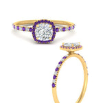 Load image into Gallery viewer, cushion-cut-purple-topaz-halo-petite-engagement-ring-in-yellow-gold-FD8523CURGVITOANGLE3-NL-YG
