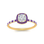 Load image into Gallery viewer, cushion-cut-purple-topaz-halo-petite-engagement-ring-in-yellow-gold-FD8523CURGVITOANGLE3-NL-YG
