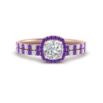 Load image into Gallery viewer, cushion-cut-purple-topaz-halo-wedding-ring-set-in-rose-gold-FD8523CUGVITO-NL-RG