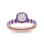 Load image into Gallery viewer, cushion-cut-purple-topaz-halo-wedding-ring-set-in-rose-gold-FD8523CUGVITO-NL-RG
