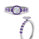 Load image into Gallery viewer, cushion-cut-purple-topaz-halo-wedding-ring-set-in-white-gold-FD8523CUGVITO-NL-WG

