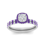 Load image into Gallery viewer, cushion-cut-purple-topaz-halo-wedding-ring-set-in-white-gold-FD8523CUGVITO-NL-WG
