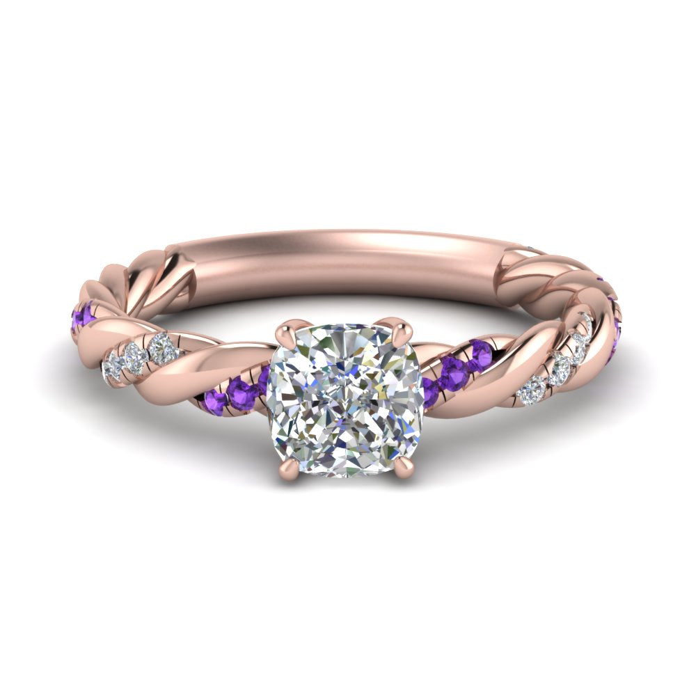 Twisted Vine Cushion Diamond Ring