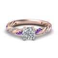 Thumbnail 56 - Twisted Vine Cushion Diamond Ring