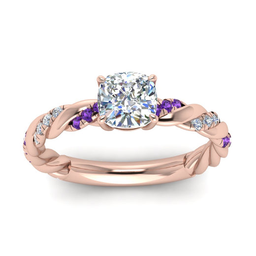 Cushion Cut Twisted Vine Engagement Ring