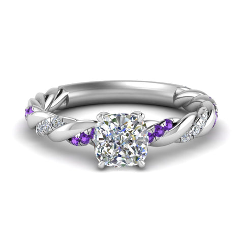 Twisted Vine Cushion Diamond Ring
