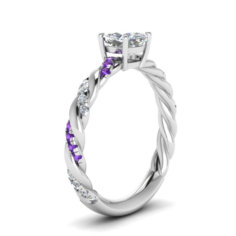 Cushion Cut Twisted Vine Engagement Ring