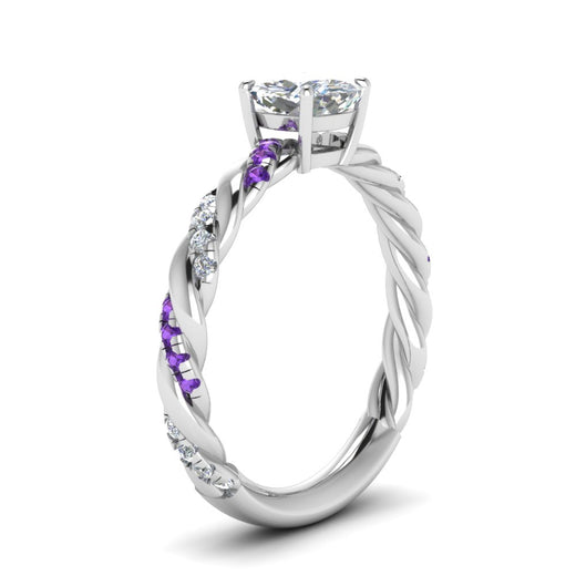 Cushion Cut Twisted Vine Engagement Ring
