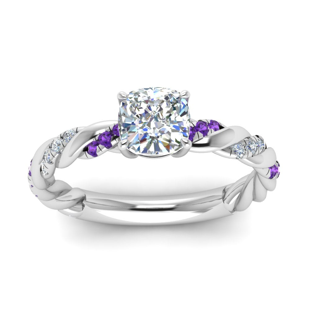 Cushion Cut Twisted Vine Engagement Ring