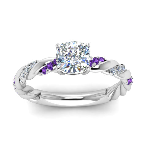 Cushion Cut Twisted Vine Engagement Ring