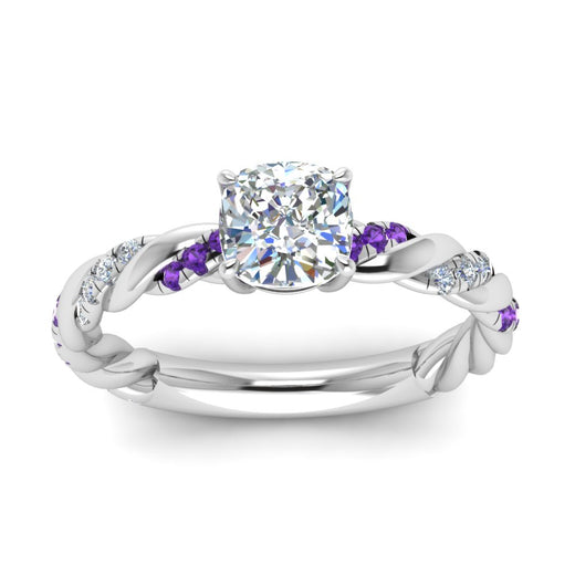 Cushion Cut Twisted Vine Engagement Ring