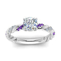 Thumbnail 33 - Twisted Vine Cushion Diamond Ring