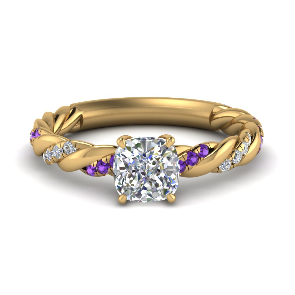 Twisted Vine Cushion Diamond Ring