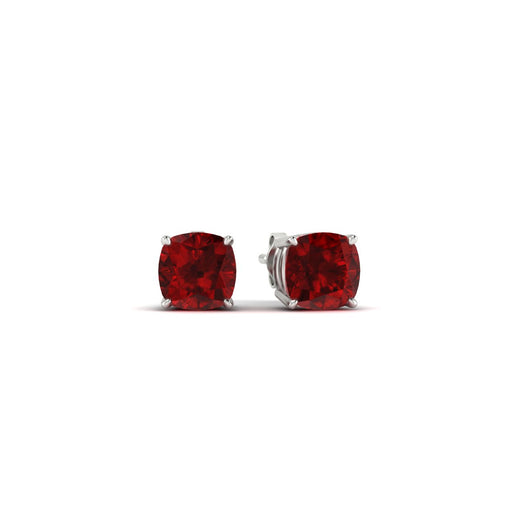 Cushion Cut Ruby Gemstone Stud Earrings