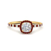 Load image into Gallery viewer, cushion-cut-ruby-halo-petite-engagement-ring-in-yellow-gold-FD8523CURGRUDRANGLE3-NL-YG