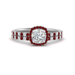 Load image into Gallery viewer, cushion-cut-ruby-halo-wedding-ring-set-in-white-gold-FD8523CUGRUDR-NL-WG
