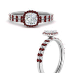 Load image into Gallery viewer, cushion-cut-ruby-halo-wedding-ring-set-in-white-gold-FD8523CUGRUDR-NL-WG
