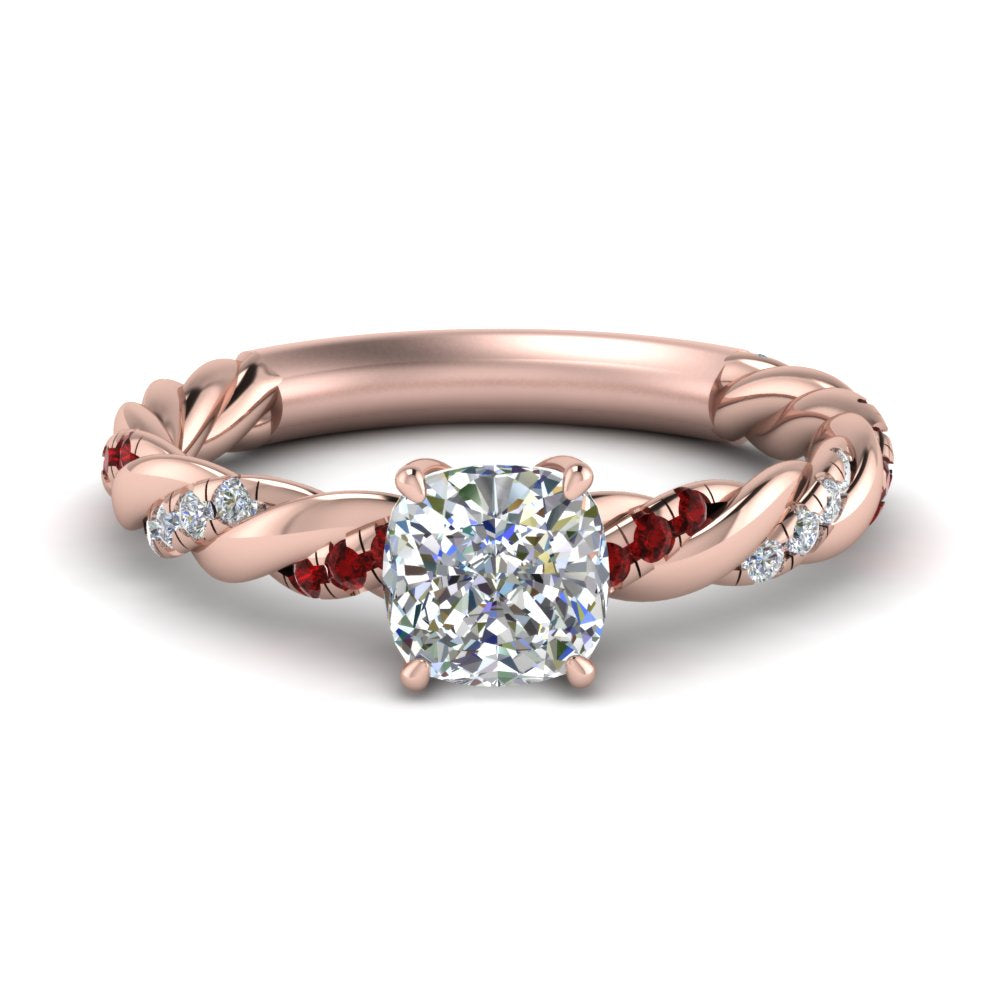 Twisted Vine Cushion Diamond Ring