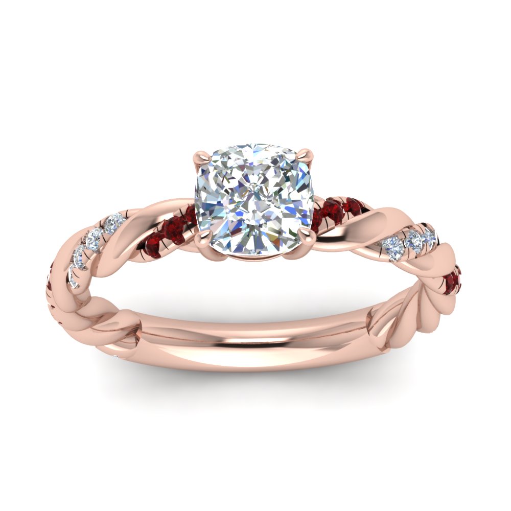 Cushion Cut Twisted Vine Engagement Ring