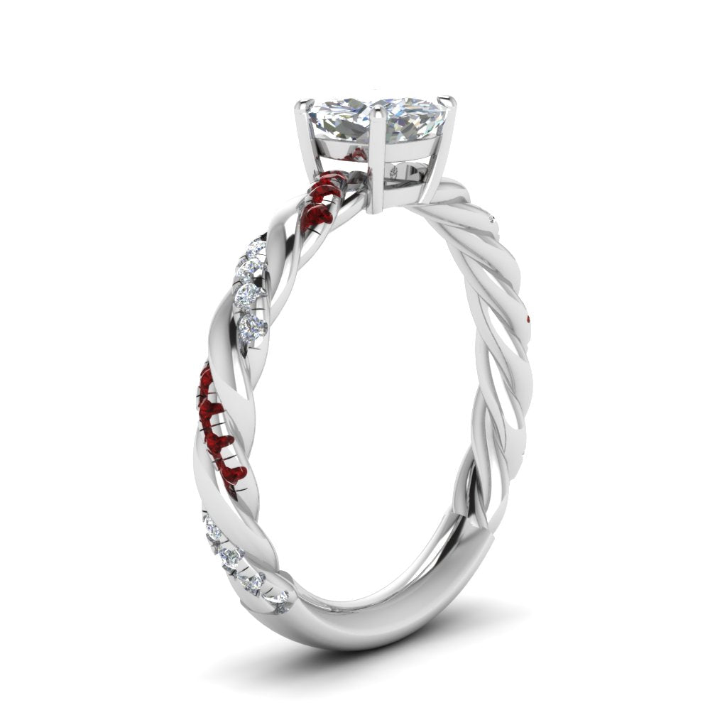 Cushion Cut Twisted Vine Engagement Ring