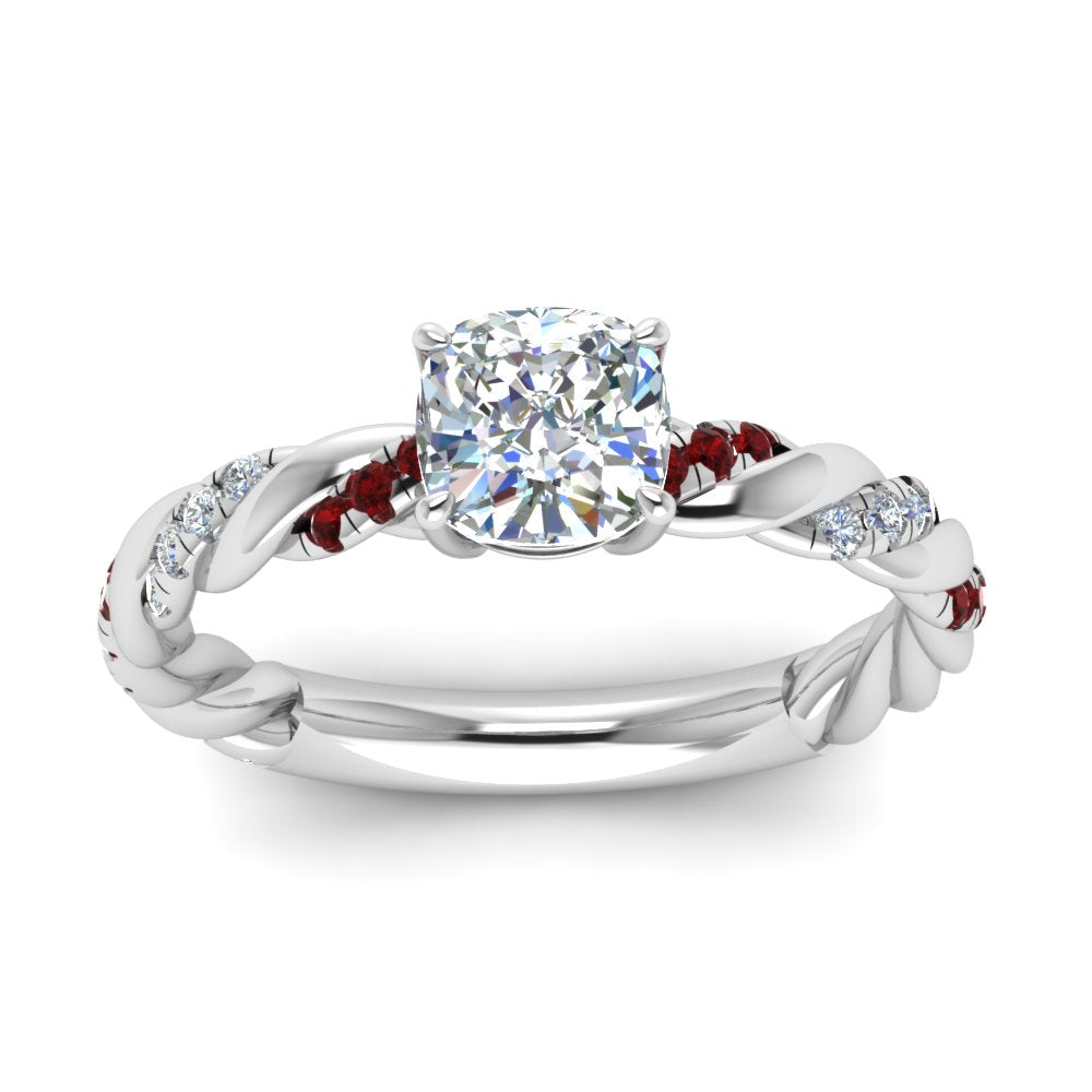 Cushion Cut Twisted Vine Engagement Ring