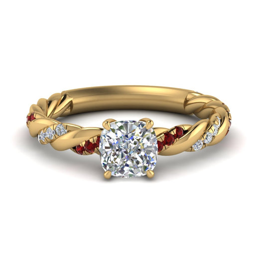 Cushion Cut Twisted Vine Engagement Ring