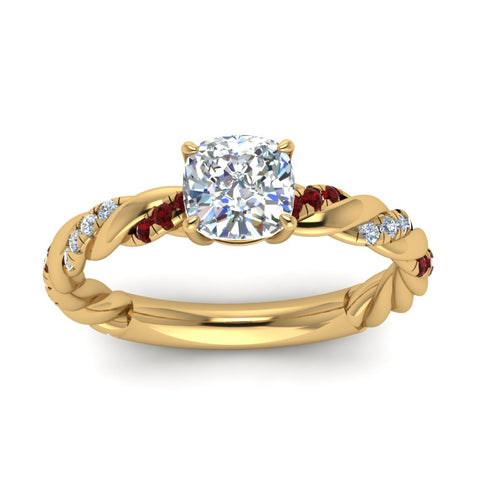 Cushion Cut Twisted Vine Engagement Ring