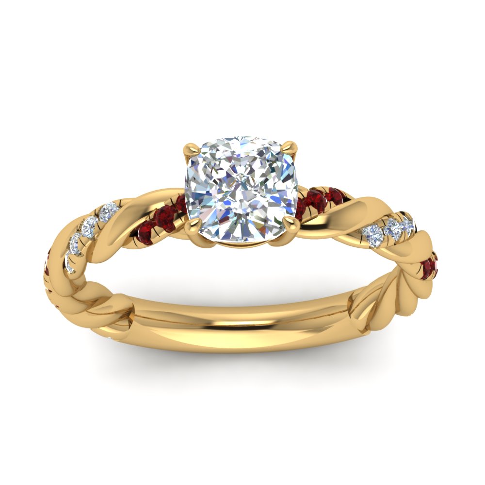 Twisted Vine Cushion Diamond Ring
