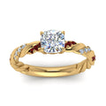 Thumbnail 78 - Twisted Vine Cushion Diamond Ring