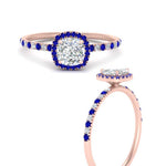 Load image into Gallery viewer, cushion-cut-sapphire-halo-petite-engagement-ring-in-rose-gold-FD8523CURGSABLANGLE3-NL-RG
