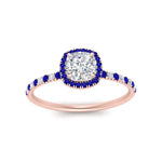 Load image into Gallery viewer, cushion-cut-sapphire-halo-petite-engagement-ring-in-rose-gold-FD8523CURGSABLANGLE3-NL-RG
