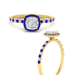 Load image into Gallery viewer, cushion-cut-sapphire-halo-petite-engagement-ring-in-yellow-gold-FD8523CURGSABLANGLE3-NL-YG
