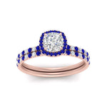 Load image into Gallery viewer, cushion-cut-sapphire-halo-wedding-ring-set-in-rose-gold-FD8523CUGSABL-NL-RG
