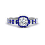 Load image into Gallery viewer, cushion-cut-sapphire-halo-wedding-ring-set-in-white-gold-FD8523CUGSABL-NL-WG