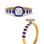Load image into Gallery viewer, cushion-cut-sapphire-halo-wedding-ring-set-in-yellow-gold-FD8523CUGSABL-NL-YG