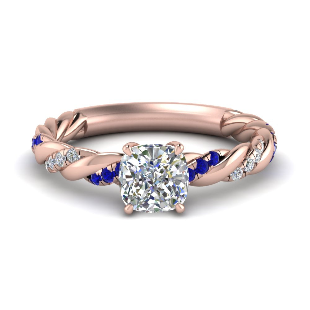 Cushion Cut Twisted Vine Engagement Ring