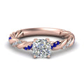 Thumbnail 35 - Twisted Vine Cushion Diamond Ring