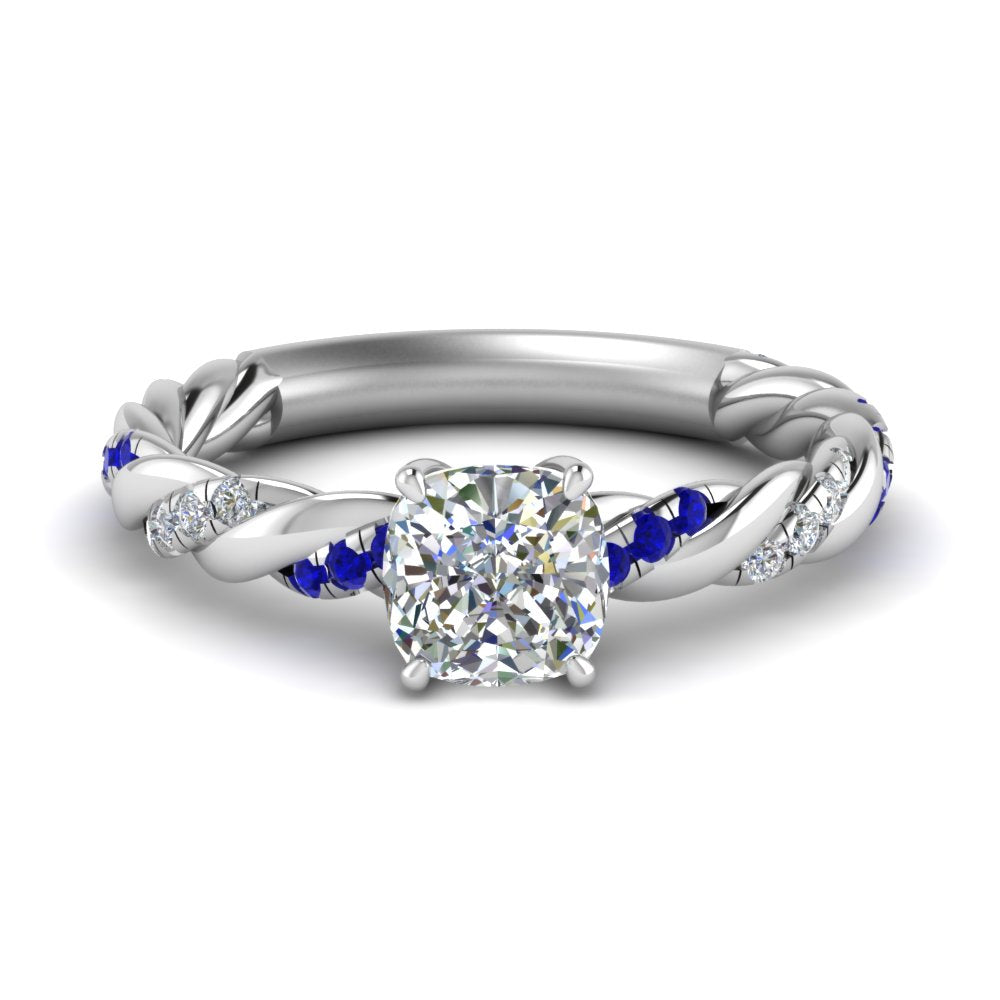 Twisted Vine Cushion Diamond Ring