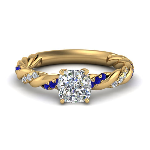 Cushion Cut Twisted Vine Engagement Ring