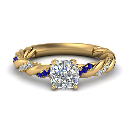 Cushion Cut Twisted Vine Engagement Ring