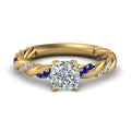 Thumbnail 62 - Twisted Vine Cushion Diamond Ring