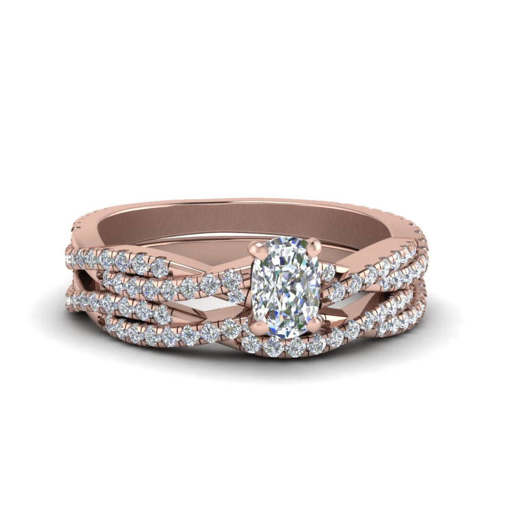 cushion-cut-simple-diamond-twisted-vine-bridal-ring-sets-in-14K-rose-gold-FD8233CU-NL-RG