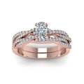 Thumbnail 2 - cushion-cut-simple-diamond-twisted-vine-bridal-ring-sets-in-14K-rose-gold-FD8233CUANGLE5-NL-RG