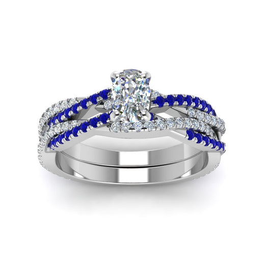 cushion-cut-simple-diamond-twisted-vine-bridal-ring-sets-with-blue-sapphire-in-950-Platinum-FD8233CUGSABL-NL-WG