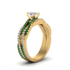 Load image into Gallery viewer, cushion-cut-simple-diamond-twisted-vine-bridal-ring-sets-with-emerald-in-14K-yellow-gold-FD8233CUGEMGR-NL-YG